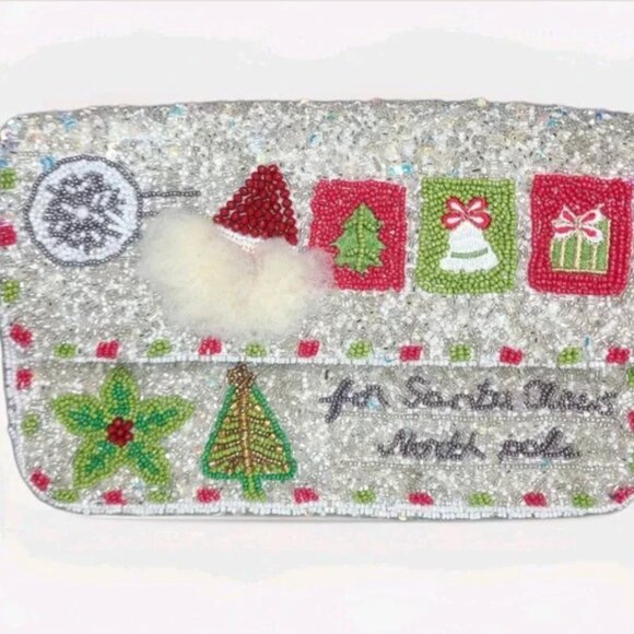 Handcrafted In India Viral TikTok Christmas Santa Beaded Bag Holiday RARE NWT - Picture 3 of 4
